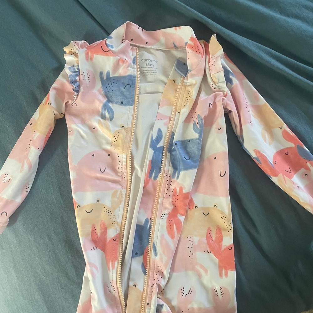 Carters Baby Crab Print Swimsuit romper 18 months